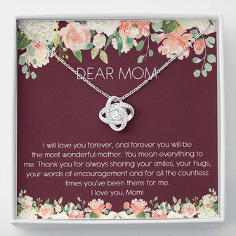 Dear Mom Watercolor Flower Love Knot Necklace Mother's Day Message Card - Thegiftio