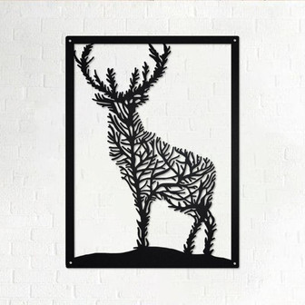 Deer Tree Metal Sign | Deer Tree Metal Wall Art | Deer Tree Metal wall Decor | Deer Lover Gift | Deer Tree Decor | Deer Decor | Deer Hunting - Thegiftio