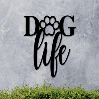 Dog Life Sign, Dog Life, Dog Lovers Sign, Dog Paw Print Sign, Metal Paw Print, Metal Sign, Pet Owner Sign, Gift for Animal Lover, Wall Art - Thegiftio UK