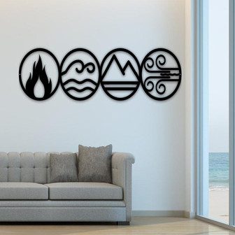 Element Wall Sign|Wall sign|Metal sign|Water|Wall art|Wall hanging|Wall decor|Fire|Earth|Wind|Wall sign|bedroom|Art|Ocean|Living room|sign - Thegiftio