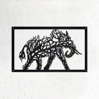 Elephant Tree Metal Sign | Elephant Tree Metal Wall Art | Elephant Tree Metal wall Decor | Elephant Lover Gift | Elephant Tree Decor - Thegiftio