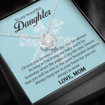 Love Knot Necklace For Beautiful Daughter - Love, Mom - Thegiftio UK