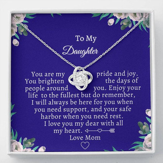 Gift For Daughter, Love Knot Necklace Blue - Thegiftio UK