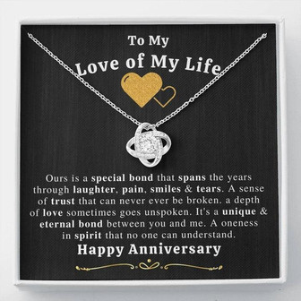 Gift For Love Of My Life- Love Knot Necklace With Message Card - Thegiftio UK