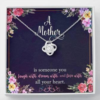 Gift For Mom Love Knot Necklace With Message Card Black Flowers Frame - Thegiftio UK
