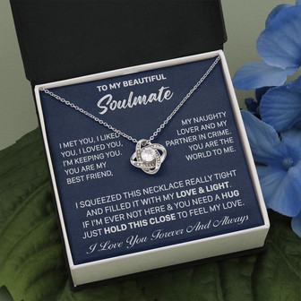 Gift For Soulmate Met Liked Loved Keeping Squeezed Love Knot Necklace - Thegiftio UK