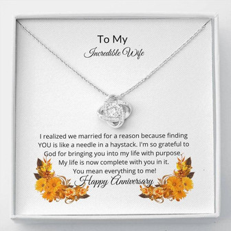 Gift For Wife, Happy Anniversary Gift, Love Knot Necklace, Necklaces, Pendant Necklace, Necklace Anniversary Gift, Wife, Gift For Wife, Wife Necklace, Message Card, - Thegiftio UK