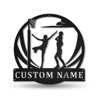 Girl Ladies Netball Monogram Metal Sign Art | Girl Ladies Netball Antler Decor | Girl Ladies Netball Metal Sign | Housewarming Outdoor Metal - Thegiftio UK