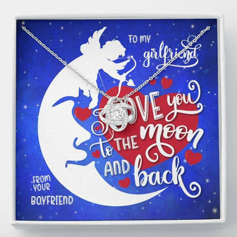 Girlfriend Necklace, Necklace Love Knot Pendant Valentines Gift, Girlfriend , Love You To The Moon & Back - Thegiftio