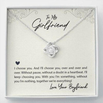 Girlfriend Necklace, To My Girlfriend We’Re Everything Love Knot Necklace Gift - Thegiftio UK