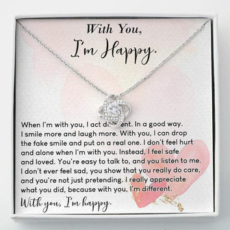Girlfriend Necklace, Wife Necklace, Necklace Gift For Her , With You I’M Happy Message - Thegiftio UK