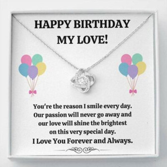 Girlfriend Necklace, Wife Necklace, To My Love Reason I Smile Love Knot Necklace Birthday Gift - Thegiftio
