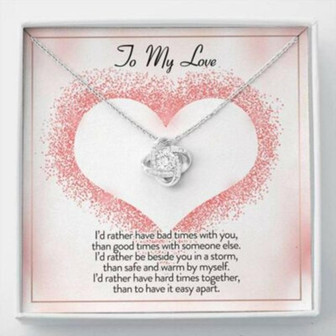 Girlfriend Necklace, Wife Necklace, To My Love I’D Rather Love Knot Necklace Gift - Thegiftio UK
