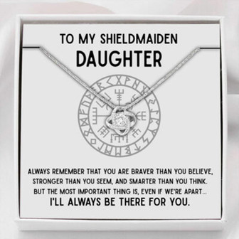 Girlfriend Necklace, Wife Necklace, To My Shieldmaiden Daughter “Braver” Love Knot Necklace Gift - Thegiftio UK