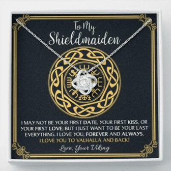Girlfriend Necklace, Wife Necklace, To My Shieldmaiden Love You To Valhalla And Back Necklace, Wife Girlfriend Viking Gift - Thegiftio UK