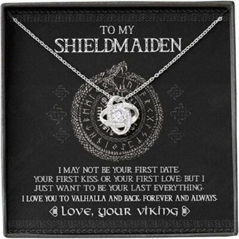 Girlfriend Necklace, Wife Necklace, To My Shieldmaiden I Love You To Valhalla And Back Necklace, Wife Gift, Girlfriend Gift, Viking Gift - Thegiftio UK