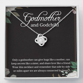 Godmother And Godchild Necklace, Godmother And Goddaughter Necklace Gift, Godmother And Godson Necklace, Godmother Love Knot Necklace Gift - Thegiftio