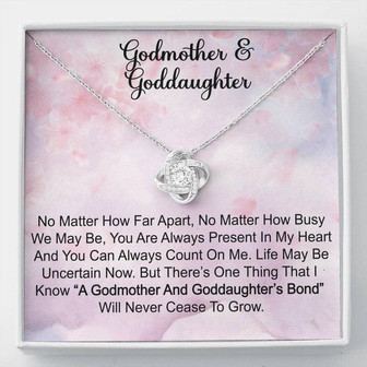 Godmother & Goddaughter Gift Love Knot Necklace: Baptism, Confirmation, Graduation, Holiday, Birthday Gift - Thegiftio