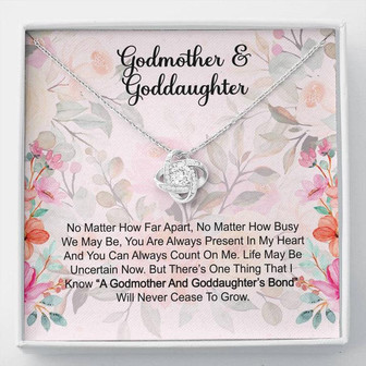 Godmother & Goddaughter Gift Love Knot Necklace: Baptism, Confirmation, Graduation, Holiday, Birthday Gift - Thegiftio