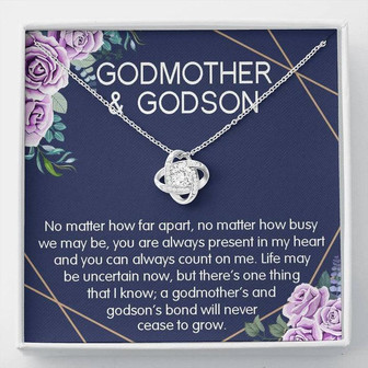 Godmother & Godson Gift Necklace, Baptism, Confirmation, Graduation, Holiday, Birthday Gift, Love Knot Necklace Gift For Godmother - Thegiftio UK