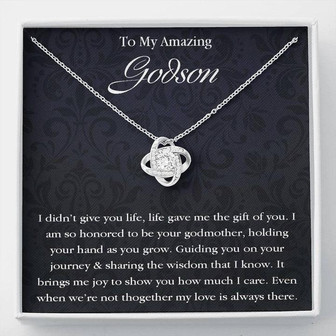 Godson Necklace Gifts From Godmother, Baptism Gift, First Communion Gift For Boys, Confirmation Gift, Godson Birthday Love Knot Necklace - Thegiftio
