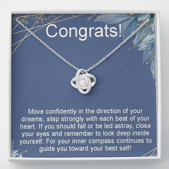 Grad Gift Necklace - Perfect Gift For New Graduate, Graduation Present For Her, New Chapter, Motivational, Love Knot Necklace - Thegiftio UK