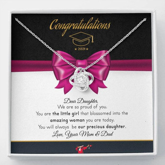 Graduation Gift To Daughter From Mom And Dad - Classic Love Knot Necklace - Thegiftio UK