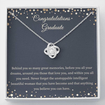 Graduation Necklace , Gift For Graduate , Love Knot Necklace , Graduation Card , Sweet Gift Ideas , Highschool Graduation - Thegiftio UK