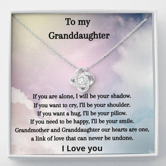 Granddaughter Gift Love Knot Necklace, To My Granddaughter. Our Hearts Are One - Thegiftio