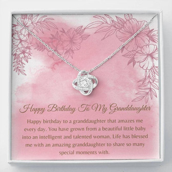 Granddaughter Necklace, Birthday Gift Granddaughter , Necklace Card Gift , Pretty Knot Necklace , Love From Grandma - Thegiftio