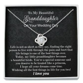 Granddaughter Necklace, To My Beautiful Granddaughter Wedding Day Necklace, To Bride From Grandma Grandpa - Thegiftio UK