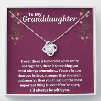 Granddaughter Necklace, To My Granddaughter “Stronger Than You Seem , Purple” Love Knot Necklace Gift - Thegiftio UK