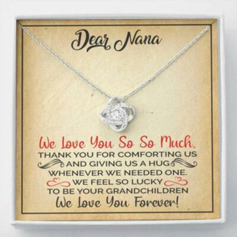 Grandmother Necklace, Dear Nana “Hug” Love Knot Necklace Gift From Granddaughter Grandson - Thegiftio UK