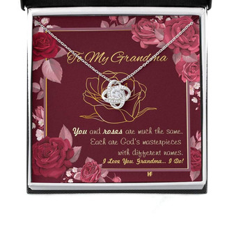 Grandmother Necklace, Gift For Your Grandma With Roses Love Knot Necklaces - Thegiftio UK