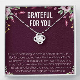 Grateful For You Love Knot Necklace Message Card - Thegiftio UK