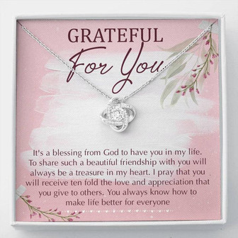 Grateful For You Love Knot Necklace Message Card - Thegiftio UK