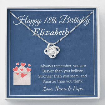 Happy 18Th Birthday - Elizabeth - Love, Nana & Papa - Love Knot Necklace - Thegiftio UK
