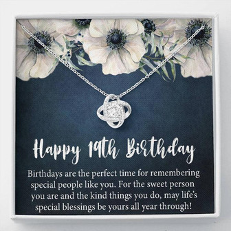 Happy 19Th Birthday Gift Necklace, Jewelry Gift For Her, 19Th Birthday Gifts For Womens Girls, 19 Years Old Love Knot Necklace - Thegiftio