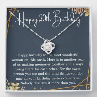 Happy 20Th Birthday Necklace Gift For Her, 20Th Birthday Gifts For Women Friend, 20 Years Old Jewelry Love Knot Necklace  - Thegiftio UK