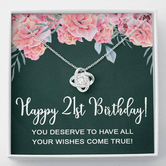 Happy 21St Birthday Gifts For Women Necklace For Her, 21 Years Old Jewelry Gift, Friend Gift Love Knot Necklace - Thegiftio UK