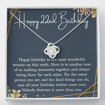 Happy 22Nd Birthday Necklace Gift For Her, 22Nd Birthday Gifts For Women Friend, 22 Years Old Jewelry Love Knot Necklace  - Thegiftio UK