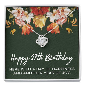 Happy 27Th Birthday Necklace, Birthday Gifts For Women, 27 Yrs Old Birthday Jewelry, Birthday Gifts For Wife, Love Knot Necklace  - Thegiftio UK