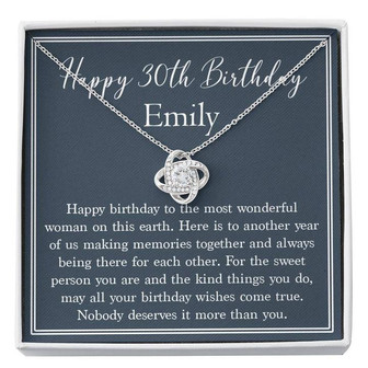 Happy 30Th Birthday Necklace Gift For Her, 30Th Birthday Gifts For Women Friend, 30 Years Old Jewelry Love Knot Necklace - Thegiftio UK