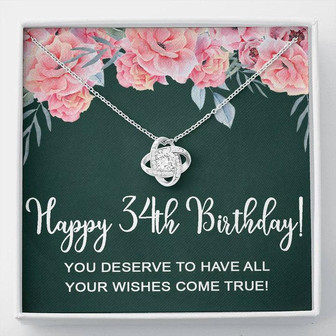 Happy 34Th Birthday Gifts For Women Necklace For Her, 34 Years Old Jewelry Gift For Wife, Friend Gift Love Knot Necklace  - Thegiftio UK