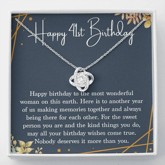 Happy 41St Birthday Necklace Gift For Her, 41St Birthday Gifts For Women Friend, 41 Years Old Jewelry Love Knot Necklace Xx166lk22 - Thegiftio UK