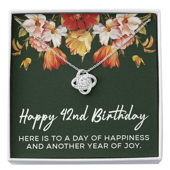 Happy 42Nd Birthday Necklace, Birthday Gifts For Women, 42 Yrs Old Birthday Jewelry, Birthday Gifts For Wife, Love Knot Necklace - Thegiftio UK