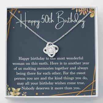Happy 50Th Birthday Necklace Gift For Her, 50Th Birthday Gifts For Women Mom, 50 Years Old Jewelry Love Knot Necklace Xx166lk31 - Thegiftio UK