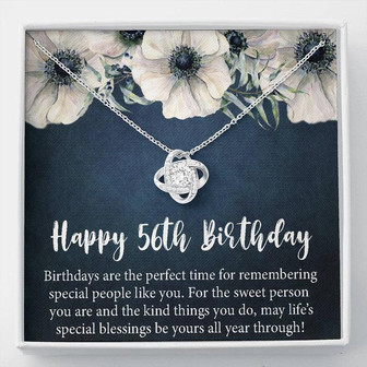 Happy 56Th Birthday Gift Necklace, Jewelry Gift For Mom, 56Th Birthday Gifts For Womens, 56 Years Old Love Knot Necklace - Thegiftio UK