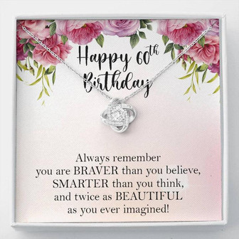 Happy 60Th Birthday Necklace, 60Th Birthday Gifts For Women, Birthday Gift For Her, Box Gift Card Love Knot Necklace Xx156lk50 - Thegiftio UK