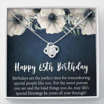 Happy 65Th Birthday Gift Necklace, Jewelry Gift For Mom Grandma, 65Th Birthday Gifts For Womens, 65 Years Old Love Knot Necklace - Thegiftio UK